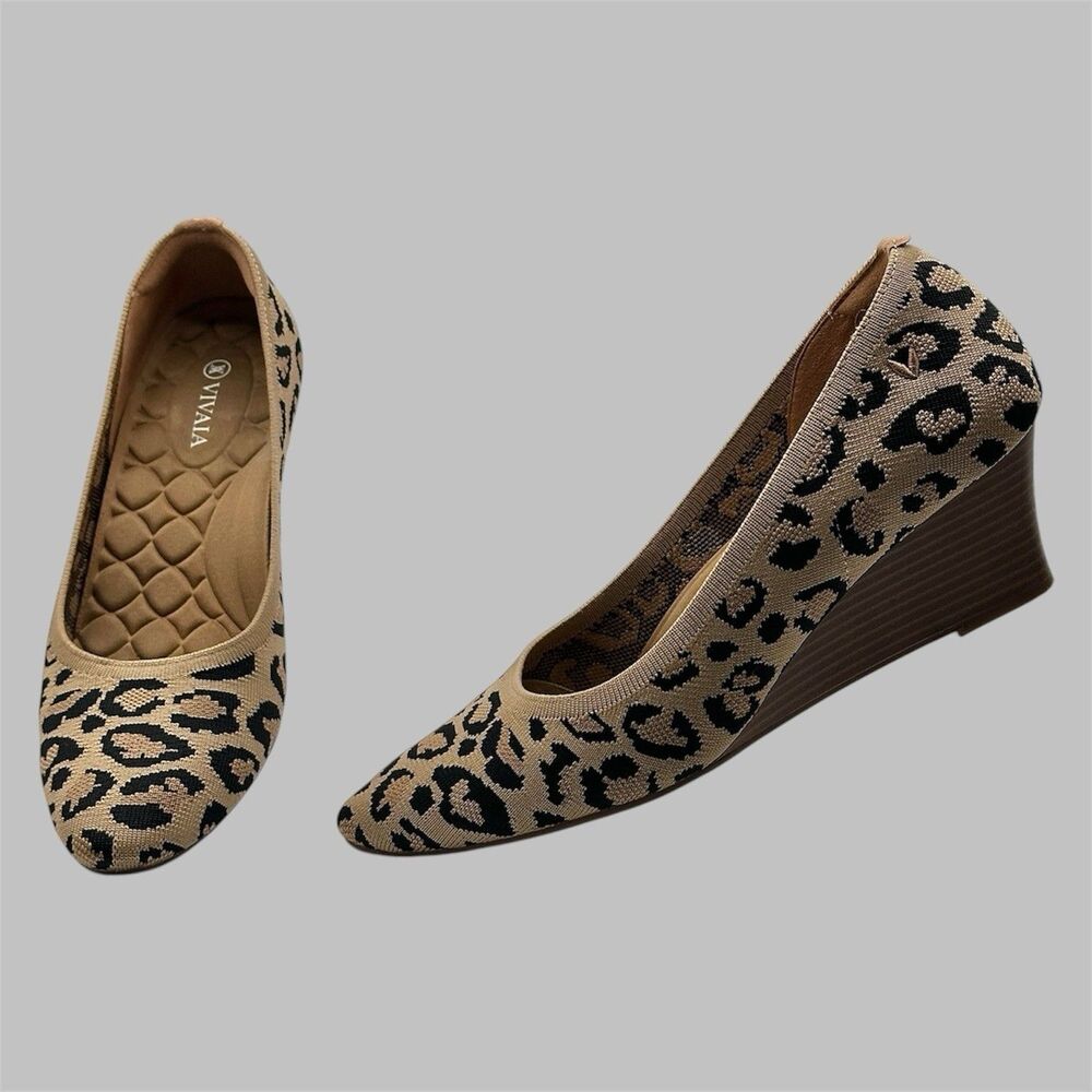 VIVAIA Margot Wedge Pro Shoes Leopard Print Flats Womens Size EU 41.5 US 10